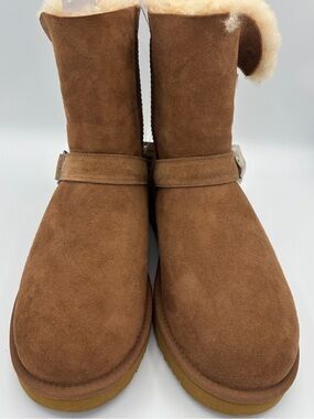 Kirklands Suede Shearling-Lined Buckle Boots - Chestnut - Size Women's 9